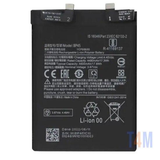 Bateria BP45 para Xiaomi 12 Pro 4600mAh